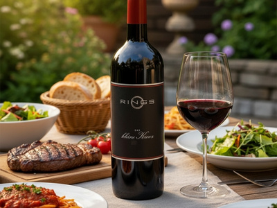 Saint Laurent Wein auf Essenstisch